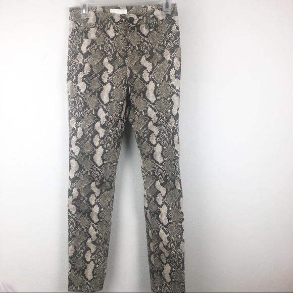 H&M Snake Print Brown Tan Skinny Pants Size 4 - Picture 1 of 4